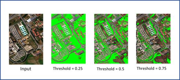 具有最高 NDVI 值的（最右側(cè)）圖像以綠色表示植被更健康、更茂密的區(qū)域。