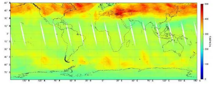 高光譜綜合觀測(cè)衛(wèi)星全球臭氧柱濃度監(jiān)測(cè)圖